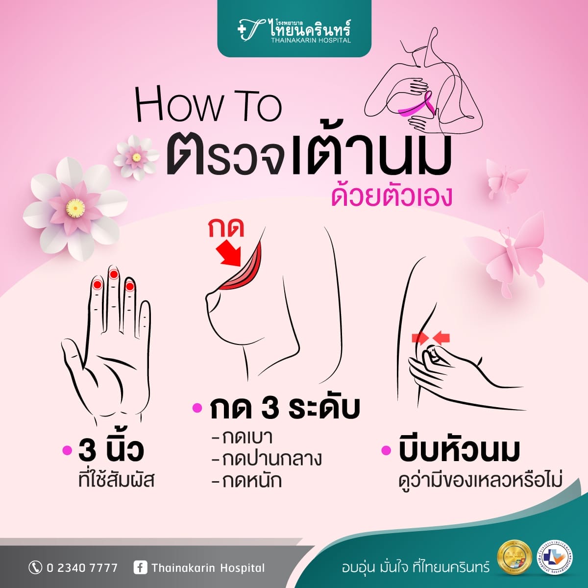 วิธีตรวจมะเร็งเต้านม ด้วยตนเอง