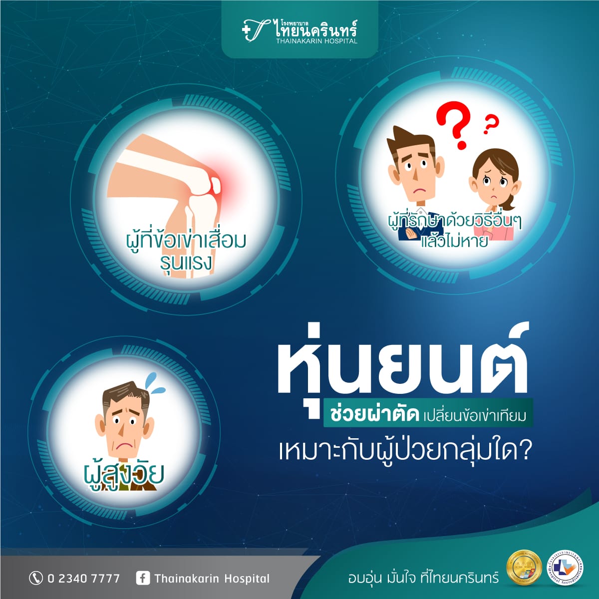 หุ่นยนต์ช่วยผ่าตัดเปลี่ยนข้อเข่าเทียม เหมาะกับผู้ป่วยกลุ่มใด  
